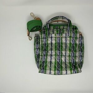 MZ Wallace Metro Mini Box Tote Green & Blue Plaid